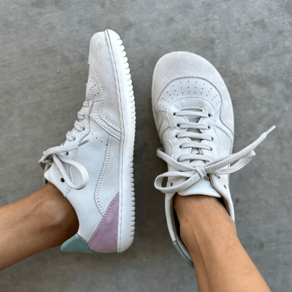 Groundies Nova top and side close up to show the wide toe box and flat flexible outsole